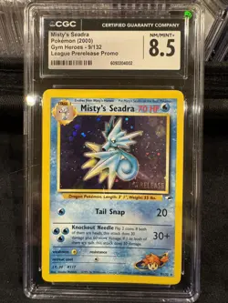 CGC 8.5 Misty's Seadra 2000 Gym Heroes 9/132 Prerelease Holo Pokemon Card - Image 1