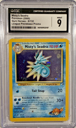 CGC 9 Mint Misty's Seadra 9/132 Pokemon Card 2000 Gym Heroes - Image 1