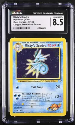 CGC 8.5 Misty's Seadra 2000 Gym Heroes 9/132 Prerelease Promo Holo Graded Card - Image 1