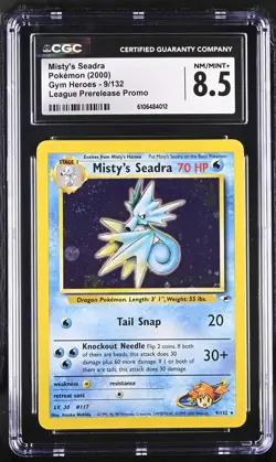 CGC 8.5 Misty's Seadra 2000 Gym Heroes 9/132 Prerelease Promo Holo Graded Card - Image 1
