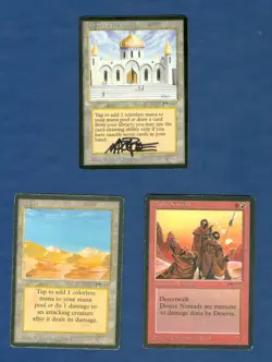 Lot of 3 Arabian Nights: Library of Alexandria, Desert, Desert Nomad MTG *inked* - Image 1