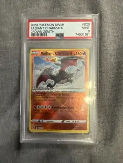 2023 POKEMON SWORD & SHIELD CROWN ZENITH #020 RADIANT CHARIZARD PSA 9 - Image 1