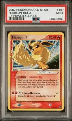 2007 Pokemon EX Power Keepers Flareon Holo Gold Star #100 PSA 9 ~ TAIL SWIRL!! - Image 1