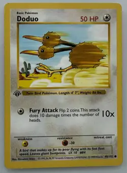 Pokemon TCG Doduo 48/102 Base Set First Edition Shadowless Common Vintage - Image 1