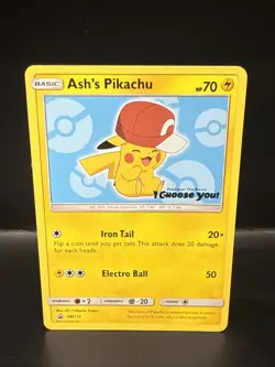 Pokemon TCG Ash's Pikachu SM113 Sun and Moon Black Star Promo - Image 1