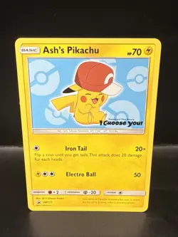 Pokemon TCG Ash's Pikachu SM113 Sun and Moon Black Star Promo - Image 2