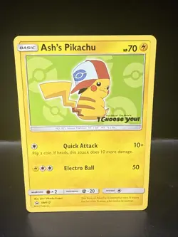 Pokemon Ash's Pikachu SM112 Black Star Promo Pokemon I Choose You - Image 2