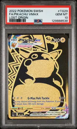 2022 POKEMON SWORD & SHIELD LOST ORIGIN #TG29 FULL ART/PIKACHU VMAX PSA 10 - Image 1
