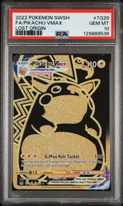 2022 POKEMON SWORD & SHIELD LOST ORIGIN #TG29 FULL ART/PIKACHU VMAX PSA 10 - Image 1