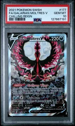 Pokemon Galarian Moltres V Chilling Reign Full Alt Art #177 PSA 10 Gem Mint - Image 1