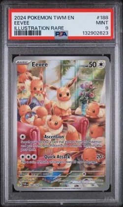 Pokemon 2024 Eevee 188 Twilight Masquerade Illustration Rare MINT PSA 9 - Image 1