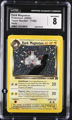 Pokemon Team Rocket 11/82 Dark Magneton 2000 Lightning Holo Rare CGC 8 NM/MINT - Image 2