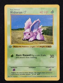 MP 1st Edition Base Set Nidoran M 055/102 Pokemon (Shadowless) - Image 2