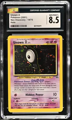 UNOWN [A] Neo Discovery Holo Rare #14 CGC 8.5 Vintage Pokemon [Nostalgium] - Image 1