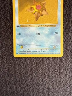 ⭐1st Edition Shadowless Staryu 65/102 Base Set Pokemon Card WOTC 1999 LP - Image 2