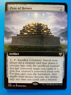 MTG 1x EXTENDED ART Pyre of Heroes # 370 Kaldheim Magic the Gathering Card x1 NM - Image 1