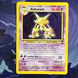 PoKeMoN POKEMON CARD ALAKAZAM BASE 2 SET RARE HOLO 1/130 LP - Image 1