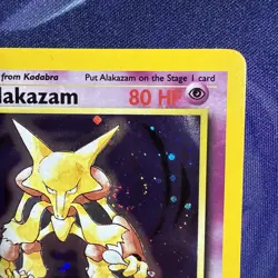 PoKeMoN POKEMON CARD ALAKAZAM BASE 2 SET RARE HOLO 1/130 LP - Image 3