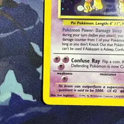 PoKeMoN POKEMON CARD ALAKAZAM BASE 2 SET RARE HOLO 1/130 LP - Image 5