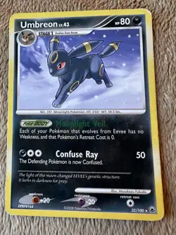 2008 Pokemon TCG MAJESTIC DAWN Umbreon Rare Non Holo Card 32/100 LP/MP - Image 1