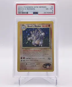 2000 POKEMON GYM HEROES BROCKS RHYDON HOLO #2/132 PSA 6 EX-MT #55050973 - Image 1