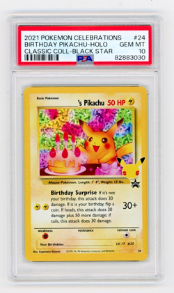 2021 Pokemon Celebrations Birthday Pikachu #24 Classic Collection BSP PSA 10 - Image 1