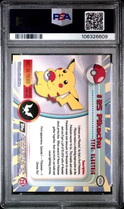 1999 Topps Pokemon TV #25 Pikachu Foil Black Logo PSA 6 EX - Image 2