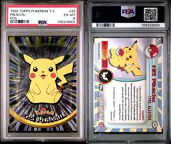 1999 Topps Pokemon TV #25 Pikachu Foil Black Logo PSA 6 EX - Image 3