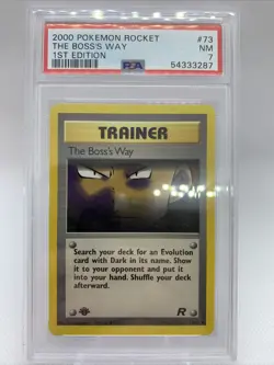 2000 Pokemon Team Rocket 1st Edition The Boss's Way 73/82 PSA 7 NM - Image 1