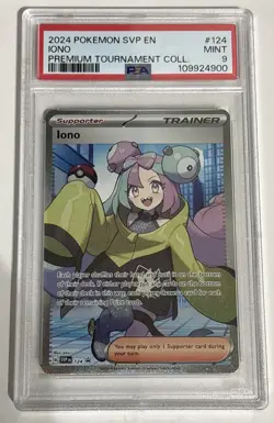 Pokemon TCG Scarlet and Violet Black Star Promo Iono 124 PSA 9 - Image 1