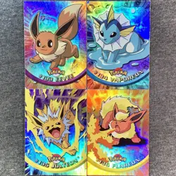 Pokemon Topps TV Animation Series 3 Rainbow Foil Eevee Flareon Jolteon Vaporeon - Image 1