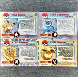 Pokemon Topps TV Animation Series 3 Rainbow Foil Eevee Flareon Jolteon Vaporeon - Image 2