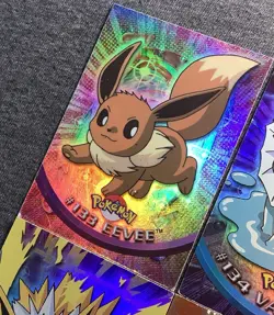 Pokemon Topps TV Animation Series 3 Rainbow Foil Eevee Flareon Jolteon Vaporeon - Image 3