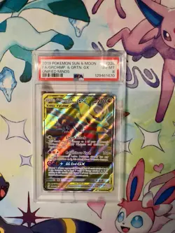 2019 Pokemon Sun & Moon Full Art Unified Minds Garchomp & Giratina GX #228 PSA 8 - Image 1