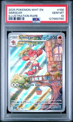 2025 Simisear Illustration Rare White Flare #100 Pokemon Card Graded PSA 10 - Image 1