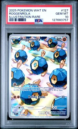 2025 Roggenrola Illustration Rare #127 Pokemon Card Graded PSA 10 - Image 1