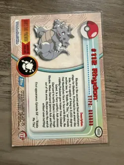 Pokemon Topps Card - Rhydon #112 Non Holo TV Animation Edition Blue Label - Image 2