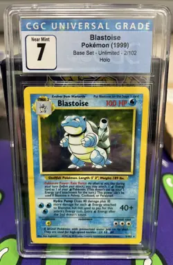 CGC 7 Blastoise 1999 Base Set 2/102 Holo Pokemon Card Vintage Graded NM - Image 1