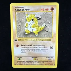 Pokemon TCG Sandshrew Base Set 1st Edition Shadowless Card 62/102 - Image 1