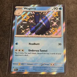 Pokemon Card Wugtrio 122/091 Paldean Fates Shiny Rare Near Mint Gold Star - Image 1