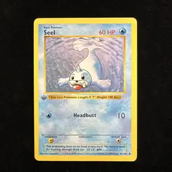 Seel 41/102 1st Edition Shadowless Uncommon Base Set Pokemon Card 1999 WOTC MP - Image 1