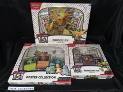 Pokemon TCG: 151 Poster, Zapdos ex, Alakazam ex Collection Box (Lot of 3) - Image 1