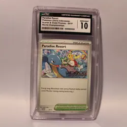 Pokemon CGC Gem Mint 10 World Championships '23 Promo Paradise Resort Indonesian - Image 1