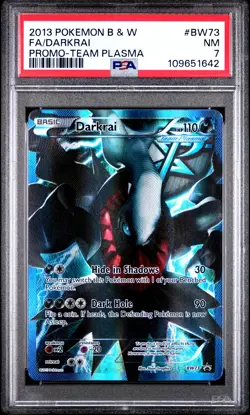 2013 POKEMON B&W PROMO TEAM PLASMA #BW73 FULL ART/DARKRAI PSA 7 - Image 1