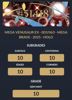 Mega Venusaur EX Holo Japanese 003/063 - Pokemon M1L Mega Brave ACE 10 GEM MINT - Image 3