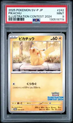 Pokemon Pikachu 2024 Illustration Contest Japanese Promo 242/SV-P PSA 9 Mint - Image 1