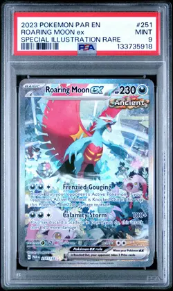 2023 POKEMON PAR EN-PARADOX RIFT SPECIAL ILLUSTRATION RARE ROARING MOON EX PSA 9 - Image 1