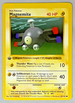 Pokemon 1st EDITION Shadowless Magnemite #53/102 - 1999 Base Set - NM to MT! - Image 1