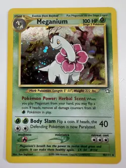 Pokemon TCG Meganium Neo Genesis Holo Unlimited Rare Card 11/111 MP - Image 1