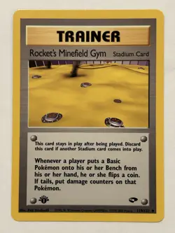 Rockets Minefield Gym 1st Edition Pokemon TCG Gym Challenge Trainer Card 119/132 - Image 1